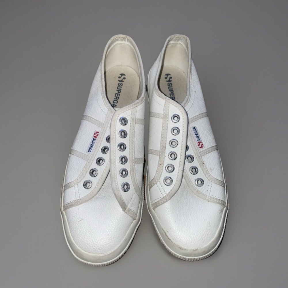 Superga white Sneakers NO LACES Men US 9 Women 10.5 EU 42 UK 8 VG Condition
